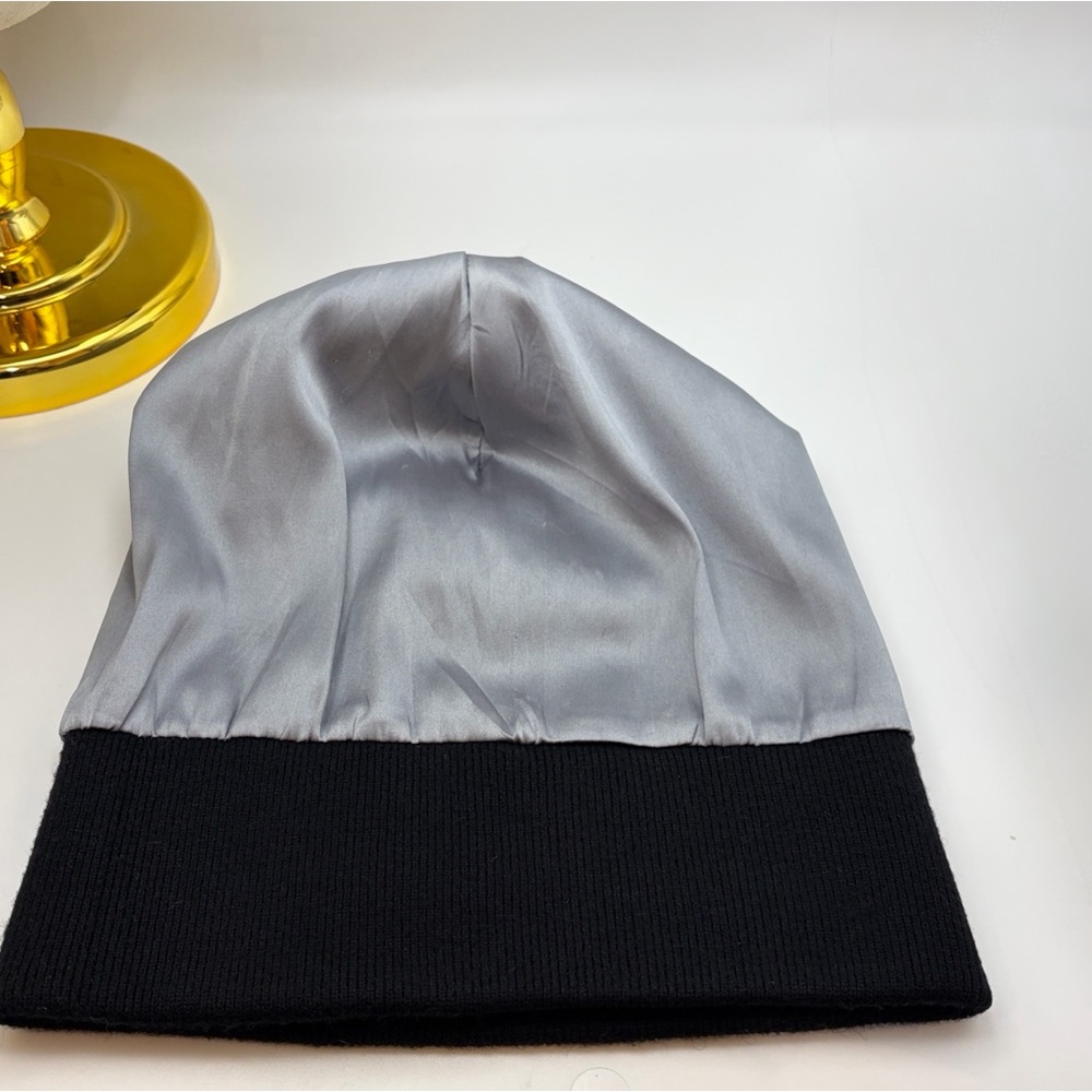 NEW Navy “NY” Satin lined Beanie with (Silver)  Rhinestone Logo - Picture 2 of 4